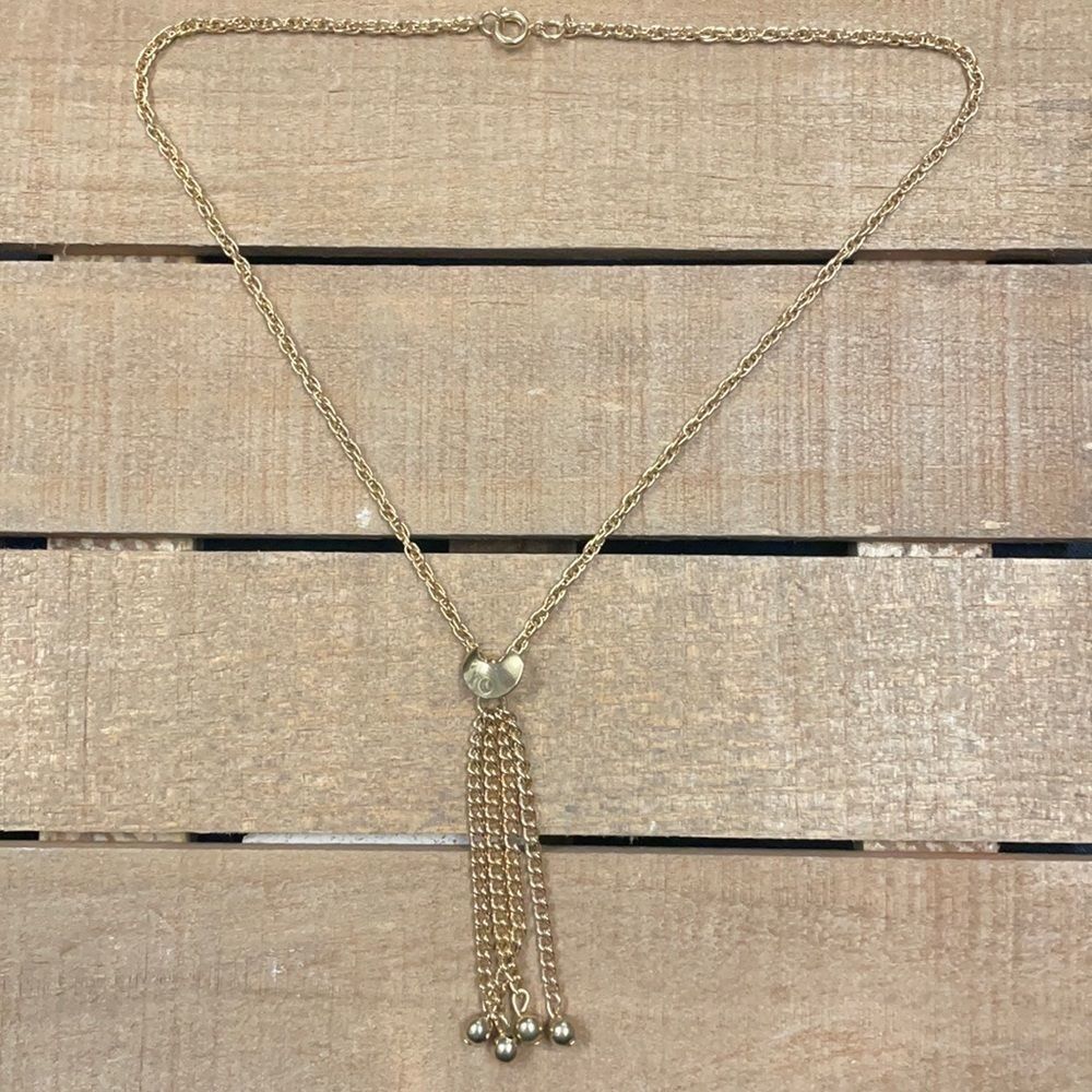 Gold Lariat Dangle Necklace